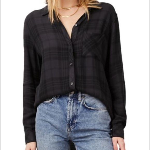 Rails Black and Grey Plaid Button Down Hunter Shirt size XS - Picture 1 of 7